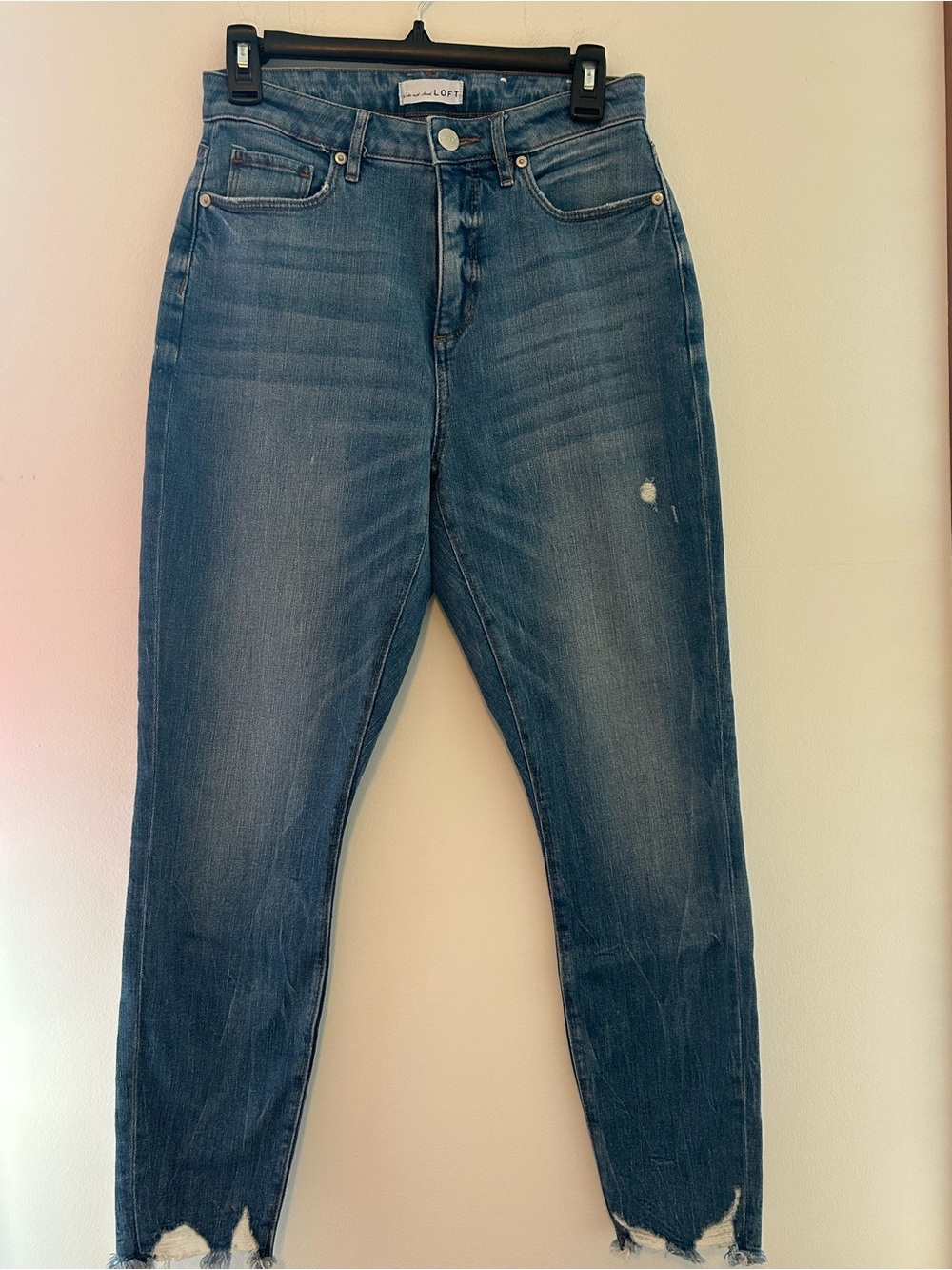 LOFT Women's High-Rise Distressed Blue Jeans